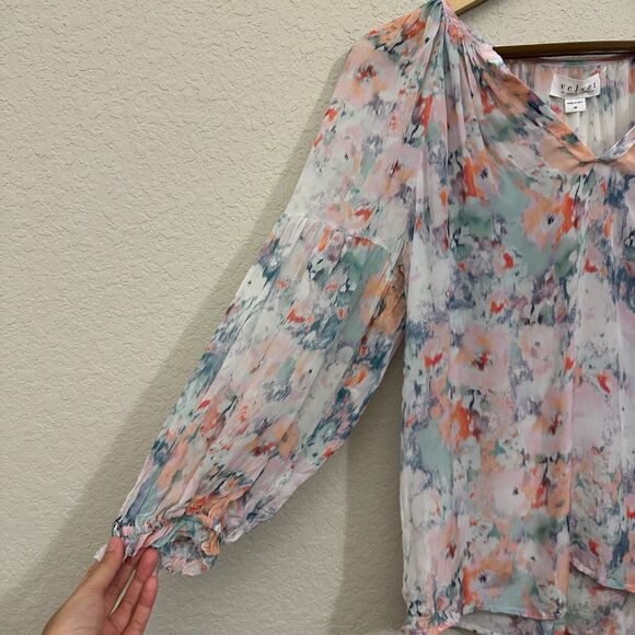 NWT ANTHROPOLOGIE VELVET by Graham & Spencer Jessa Blouse in Watercolor - Picture 4 of 9